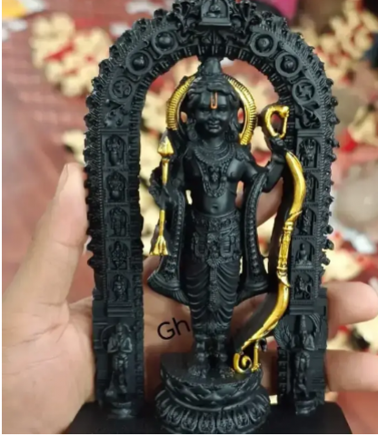 Shri Ram Lalla Idol Miniature Sculpture Height 7 Inch, Shri Ram Murti, Balak Ram Mandir Ayodhya Black 3D Printed Statue for Home temple